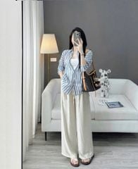 TQ1769-Set 3 món CC (áo sơ mi sọc xanh, áo 2dây, quần suông)