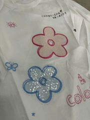 QCC2147 ÁO THUN BÔNG HOA KẾT CƯỜM (TRẮNG)