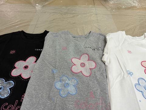 QCC2147 ÁO THUN BÔNG HOA KẾT CƯỜM (TRẮNG)