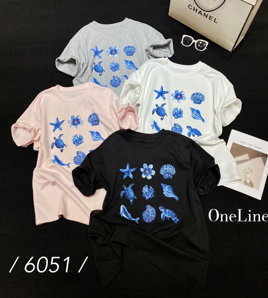 QCC2143 ÁO THUN SÒ ỐC ĐÍNH HẠT (XÁM)