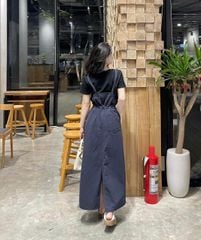 VGU0076-Set áo thun đen+yến jean Nâu