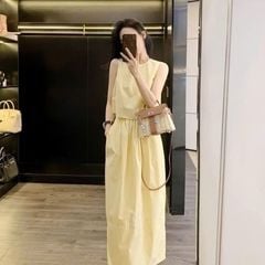 KS5092-Set basic áo sát nách +CV dài Vàng