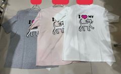 QCC2373-Áo thun in mèo sau cổ thêu chữ Trắng