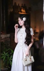 VGU0095 - ĐẦM TRẮNG ĐÍNH NƠ