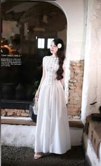 VGU0095 - ĐẦM TRẮNG ĐÍNH NƠ