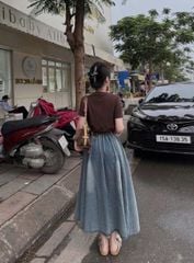 VRA0571 - Set Áo Thun In Chữ + Chân Váy Dài ( KO kèm nịt)