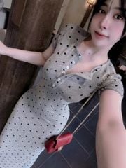 TQ4166 - Đầm dài phối nút họa tiết tim Đen