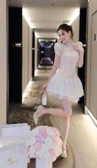 VRA0582 ĐẦM REN TK TAY DÁNG NGẮN CAO CẤP