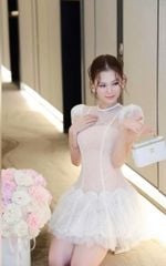 VRA0582 ĐẦM REN TK TAY DÁNG NGẮN CAO CẤP