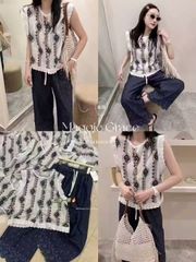 LEN3014 ÁO SÁT NÁCH THÊU HOA TIẾT VIỀN REN