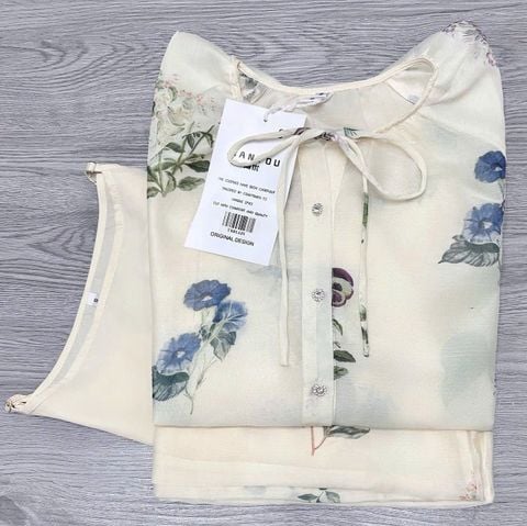 TB8144 SET TƠ HOA QUẦN SHORT (KEM)