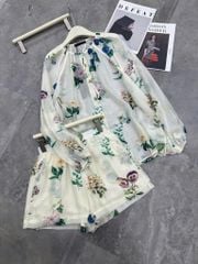 TB8144 SET TƠ HOA QUẦN SHORT (KEM)