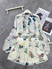 TB8144 SET TƠ HOA QUẦN SHORT (KEM)