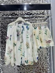 TB8144 SET TƠ HOA QUẦN SHORT (KEM)