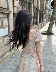KS0676-Đầm xô thêu họa tiết hoa Kem