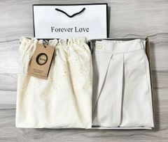 VRA0597-Set áo thêu nhúng bèo cổ, quần suông CC