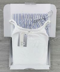 KS0693 - SET ÁO 2 DÂY TRẮNG + QUẦN SỌC XANH