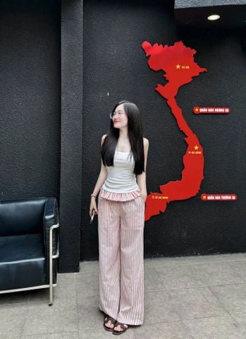 KS0694 - SET ÁO 2 DÂY TRẮNG + QUẦN SỌC HỒNG