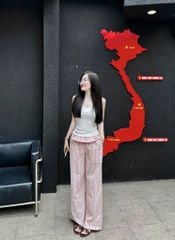 KS0694 - SET ÁO 2 DÂY TRẮNG + QUẦN SỌC HỒNG
