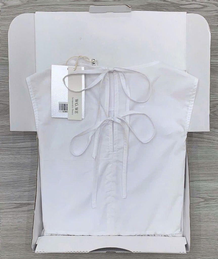 KS0696 - ÁO BABY DOLL CỘT DÂY LƯNG MÀU TRẮNG (ÁO LẺ)