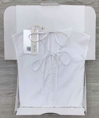 KS0696 - ÁO BABY DOLL CỘT DÂY LƯNG MÀU TRẮNG (ÁO LẺ)