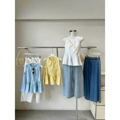 KS0695 - ÁO BABY DOLL CỘT DÂY LƯNG MÀU XANH (ÁO LẺ)