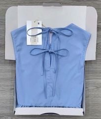 KS0695 - ÁO BABY DOLL CỘT DÂY LƯNG MÀU XANH (ÁO LẺ)