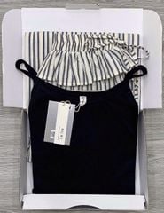 KS0692 - SET ÁO 2 DÂY ĐEN + QUẦN SỌC ĐEN
