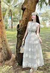 VGU0204 - ĐẦM TÙNG XÒE THÊU HOA