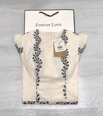 TQ1793-Đầm TK thêu hoa CC Kem