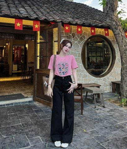 VGU9432-Set áo micky hồng , quần jean CC (2 món)
