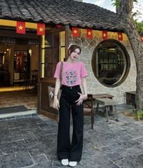 VGU9432-Set áo micky hồng , quần jean CC (2 món)