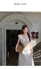 VGU0239 ĐẦM TRẮNG THÊU VIỀN REN