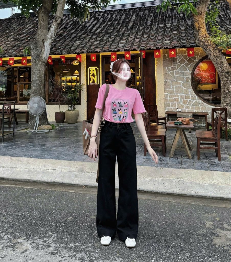 VGU9432-Set áo micky hồng , quần jean CC (2 món)