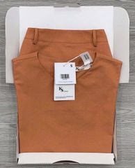 KS0723-Set linen, áo sát nách sau cổ phối nút, CV dài Cam