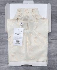 TB8263-Set áo tay bo thun+quần short thêu hoa nổi CC Kem