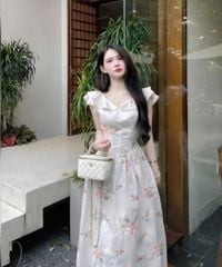 VGU0282-Đầm hoa thêu CC Trắng
