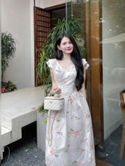 VGU0282-Đầm hoa thêu CC Trắng