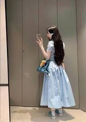 TQ4258-Set áo phối túi thêu miumiu, CV dài Xanh