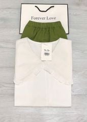 KS5119-Set áo phối cổ thủy thủ, CV linen Xanh