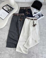 TB8207-Quần jean suông đính charm + Nịt (xanh)