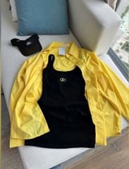 VGU0312-Set váy body thêu alo đen+áo sơ mi vàng
