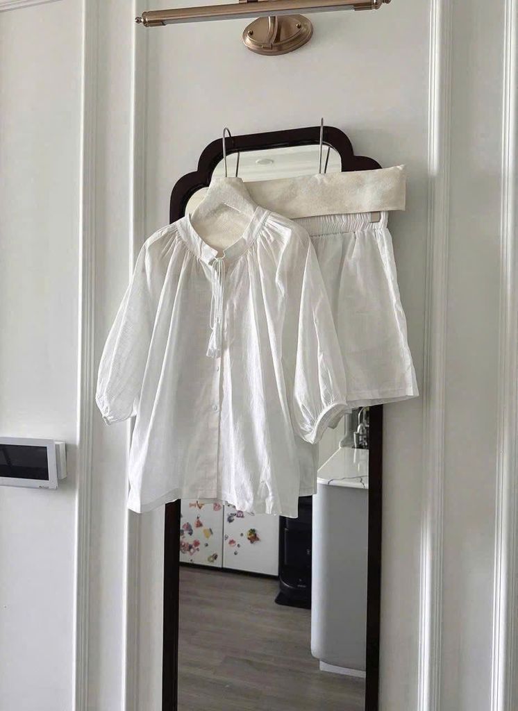 TQ4285-Set áo tay lỡ, quần short Trắng