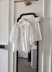 TQ4286-Set áo tay lỡ, quần short Kem