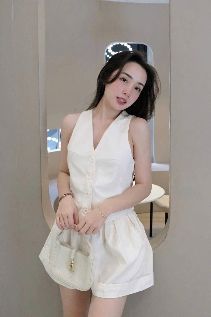TQ4292-Set áo gile, quần short Trắng