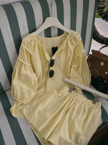 TQ4294-Set áo tay lỡ, quần short Vàng Đậm