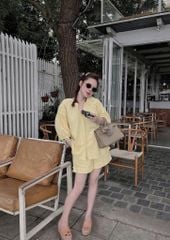 TQ4295-Set áo tay lỡ, quần short Vàng Nhạt