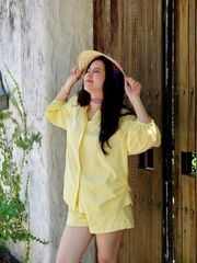 TQ4294-Set áo tay lỡ, quần short Vàng Đậm