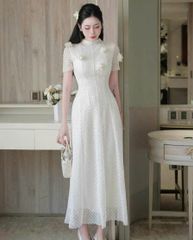 VRA0638-Đầm ren body đính hoa CC