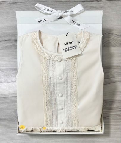 VRA0634-Đầm suông phối ren CC Kem